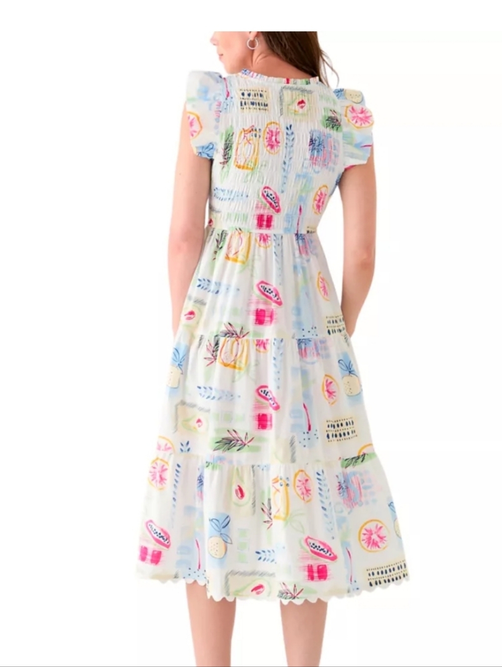 crown & ivy White With Colorful Fruit Dress 100%cotton - Picture 2 of 10